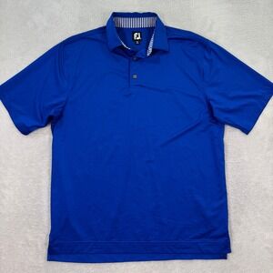 FootJoy FJ Mens Large Royal Blue Golf Polo Shirt Short Sleeve DryJoys Casual EUC